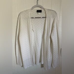 Definitely Woman White Openwork Knit Cardigan - 2X